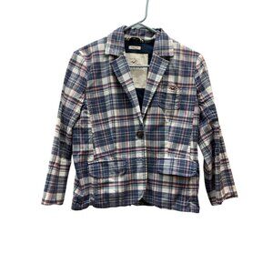 Hollister Women's Short Checkered Moto Jacket Size Medium Preppy